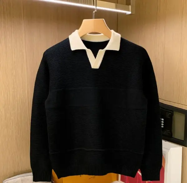 Pull Col Polo Tricoté